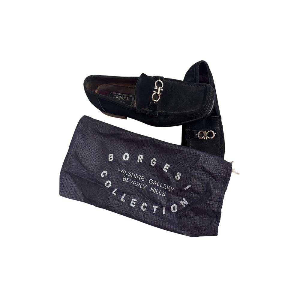 Borgesi Beverly Hills Collection Men's Hand Made Loafers Size 40 Black Suede